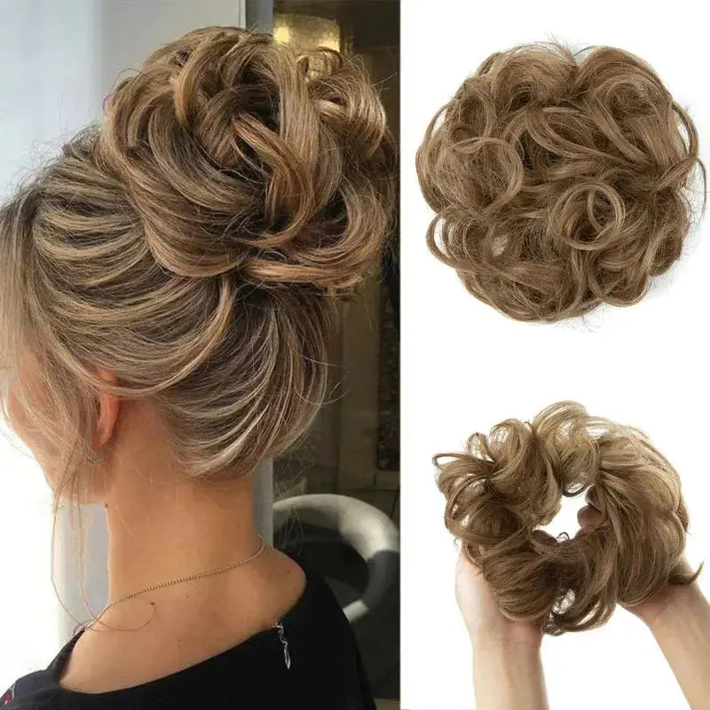 Ynthetic Messy Curly Hair Bun Chignon ScrunchyHair Synthetic Band Black  Brown Fake Hair Tail Hairpieces For Women Hairpins - AliExpress